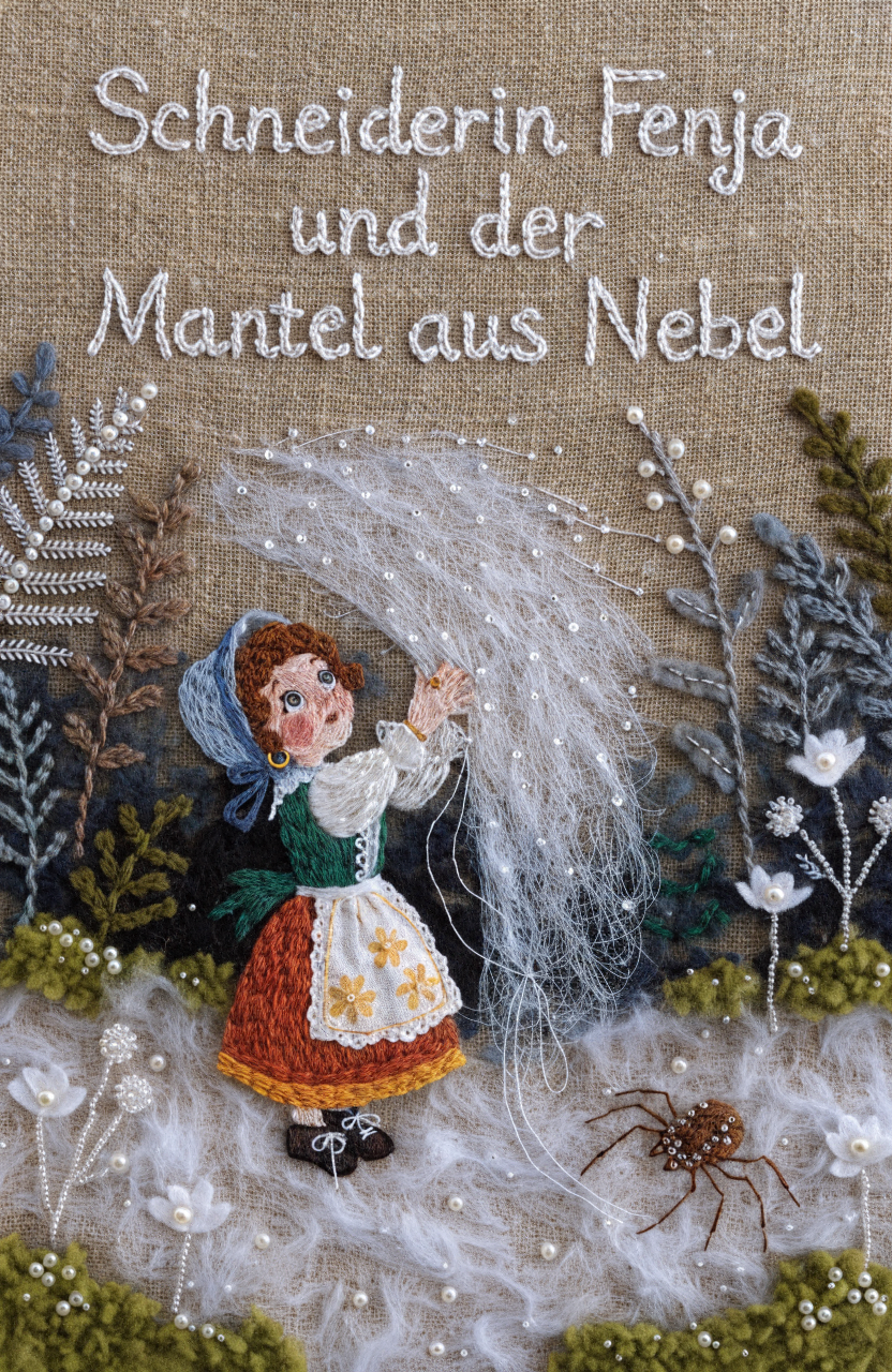 Illustration zur Gute-Nacht-Geschichte „Schneiderin Fenja und der Mantel aus Nebel“